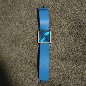 Blue woman's stainless steel watch